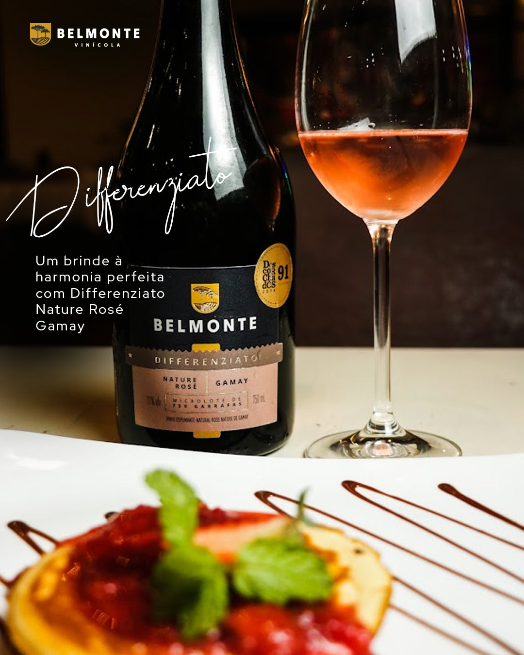 Espumante Natural Nature Rosé Gamay 750ml Differenziato - Vinícola Belmonte