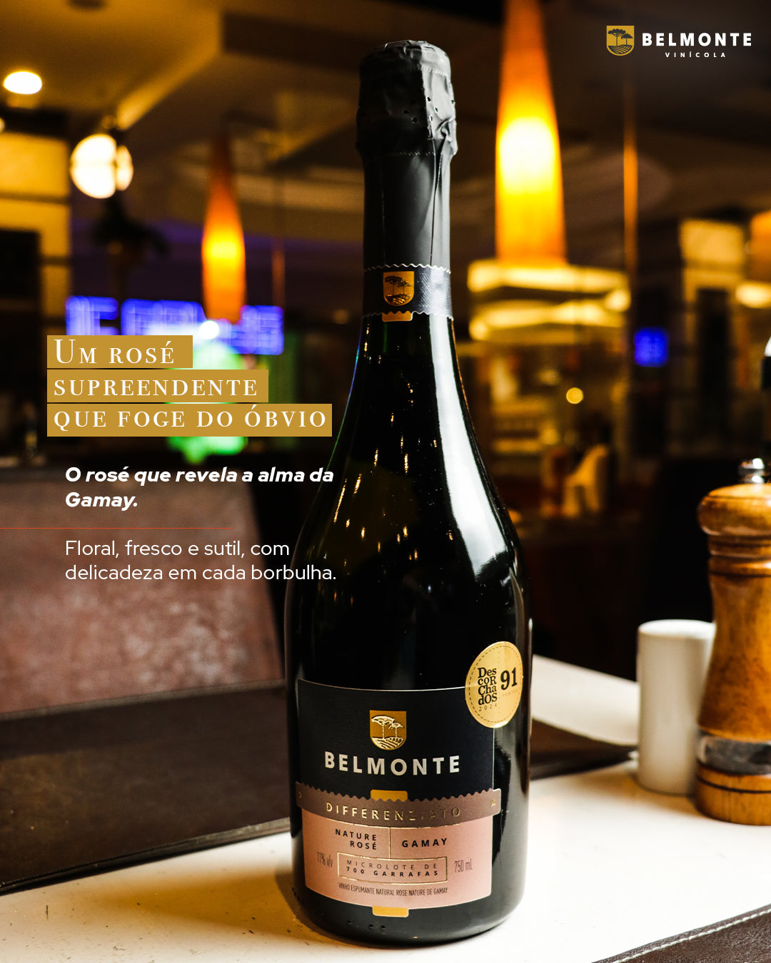 Espumante Natural Nature Rosé Gamay 750ml Differenziato - Vinícola Belmonte