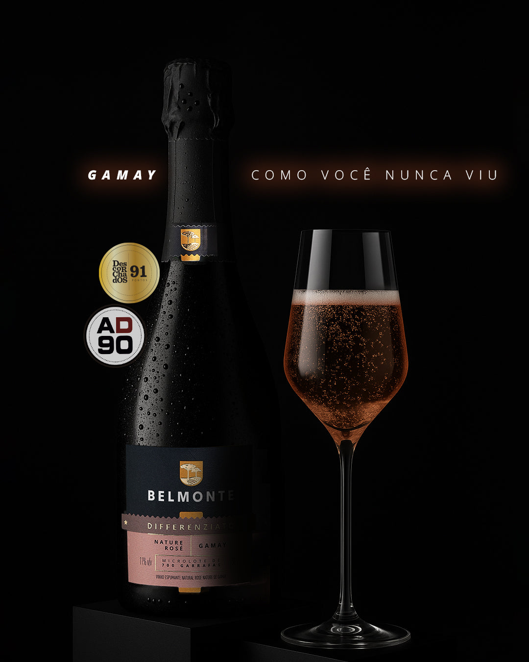 Espumante Natural Nature Rosé Gamay 750ml Differenziato - Vinícola Belmonte