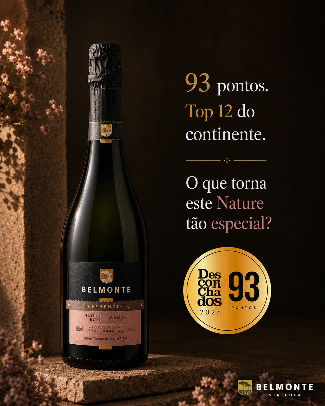 Espumante Natural Nature Rosé Gamay 750ml Differenziato - Vinícola Belmonte
